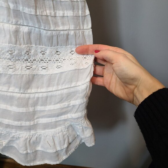 VTG American Eagle White Smocked Dress Cottage Resort Sz Medium Wedding Lace - Picture 2 of 10